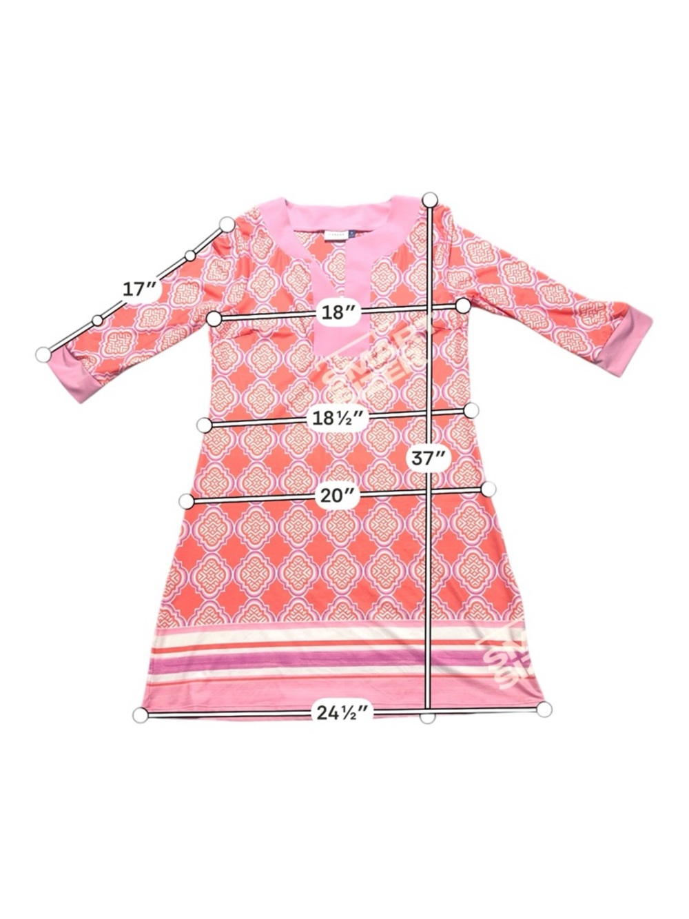Cabana Life Women’s Medium Dress UPF 50 Pink Geometric Dress Floral Cover Up - Picture 3 of 5